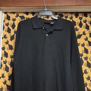 Gulf Traders Long Sleeve Black Polo Shirt